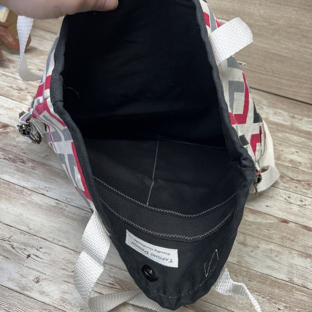 Geometric Large Tote Bag / Handmade Tapisho Design / Quality Canvas Double Strap - Picture 10 of 16